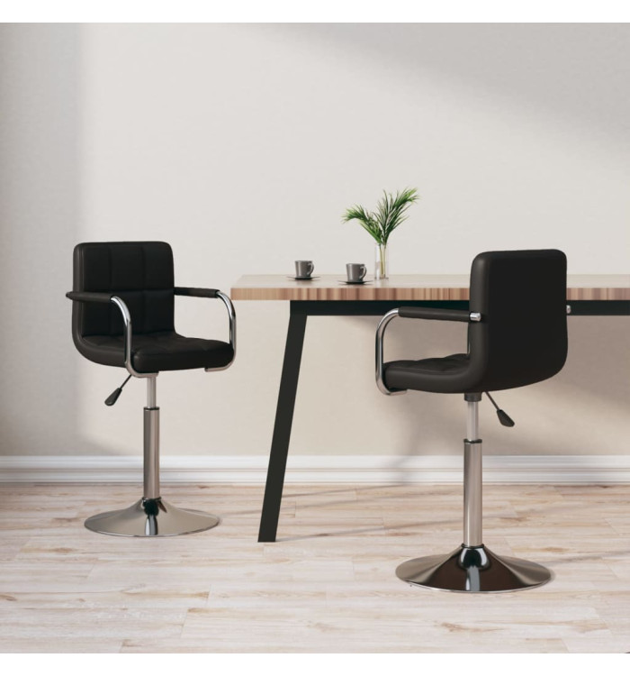 Chaises à manger pivotantes lot de 2 noir similicuir | Mobilier & Déco