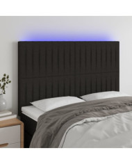 Tête de lit à LED Noir 144x5x118/128 cm Tissu | Mobilier & Déco