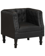 Fauteuil Noir Cuir véritable | Mobilier & Déco