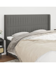 Tête de lit avec oreilles Gris foncé 163x16x118/128 cm Tissu | Mobilier & Déco