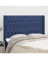 Tête de lit avec oreilles Bleu 147x16x118/128 cm Tissu | Mobilier & Déco