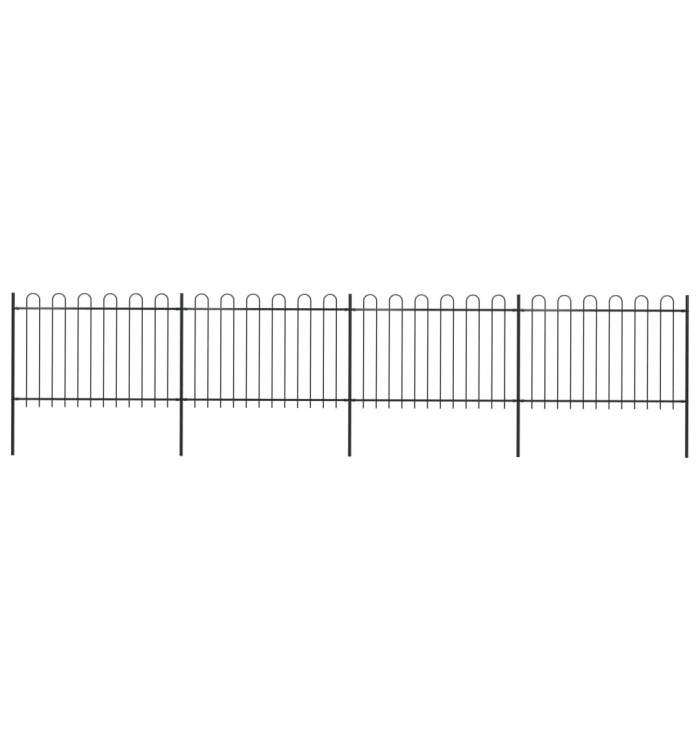 Clôture de jardin avec dessus en cerceau Acier 6,8 x 1,2 m Noir | Mobilier & Déco