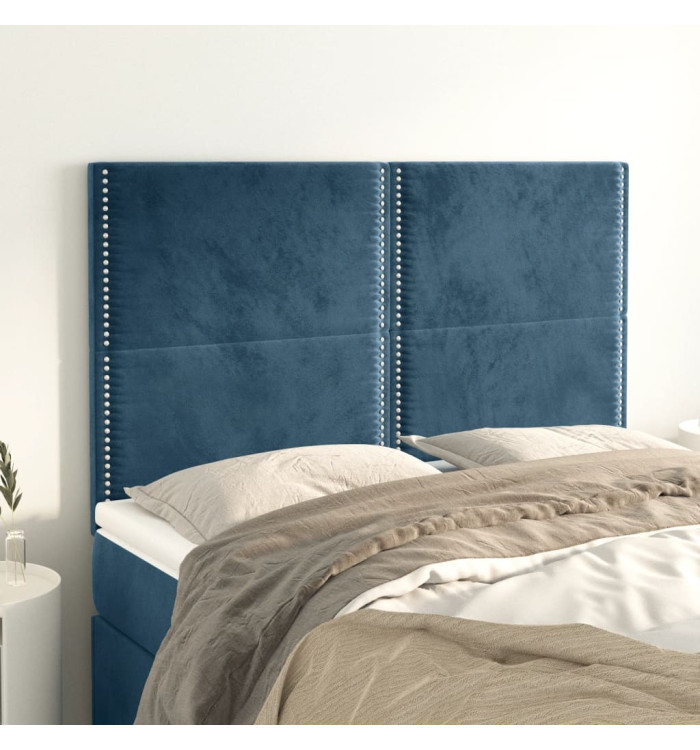 Têtes de lit 4 pcs Bleu foncé 72x5x78/88 cm Velours | Mobilier & Déco