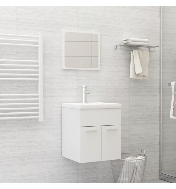 Ensemble de meubles de salle de bain Blanc brillant Aggloméré | Mobilier & Déco