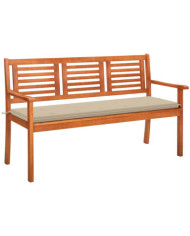 Banc de jardin 3 places avec coussin 150 cm Bois d'eucalyptus | Mobilier & Déco