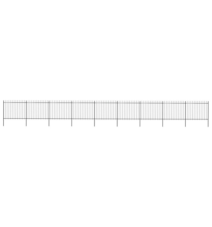 Clôture de jardin avec dessus en lance Acier 15,3 x 1,5 m Noir | Mobilier & Déco