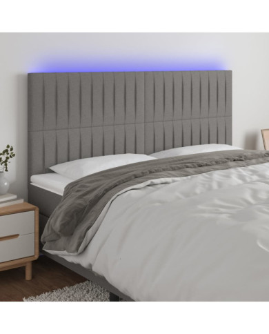 Tête de lit à LED Gris foncé 160x5x118/128 cm Tissu | Mobilier & Déco