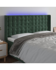 Tête de lit à LED Vert foncé 163x16x118/128 cm Velours | Mobilier & Déco