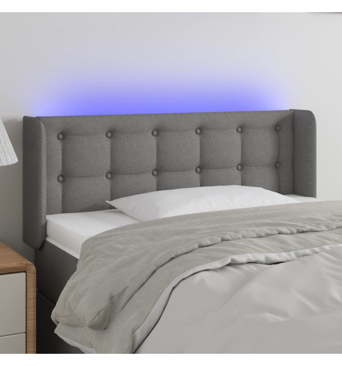 Tête de lit à LED gris foncé 103x16x78/88 cm tissu | Mobilier & Déco