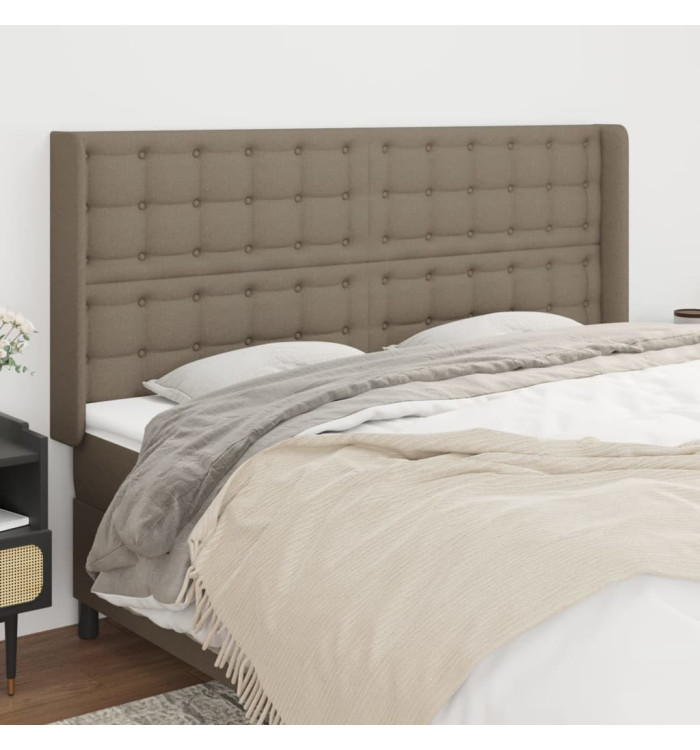 Tête de lit avec oreilles Taupe 163x16x118/128 cm Tissu | Mobilier & Déco