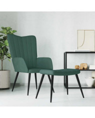 Chaise de relaxation avec tabouret Vert foncé Velours | Mobilier & Déco
