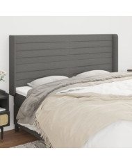 Tête de lit avec oreilles Gris foncé 183x16x118/128 cm Tissu | Mobilier & Déco