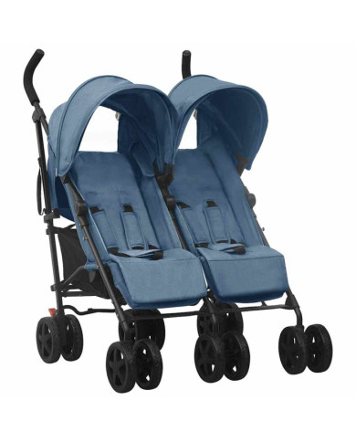 Poussette à deux places Bleu marine Acier | Mobilier & Déco