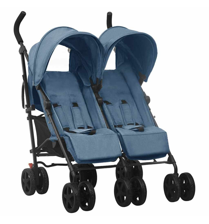 Poussette à deux places Bleu marine Acier | Mobilier & Déco