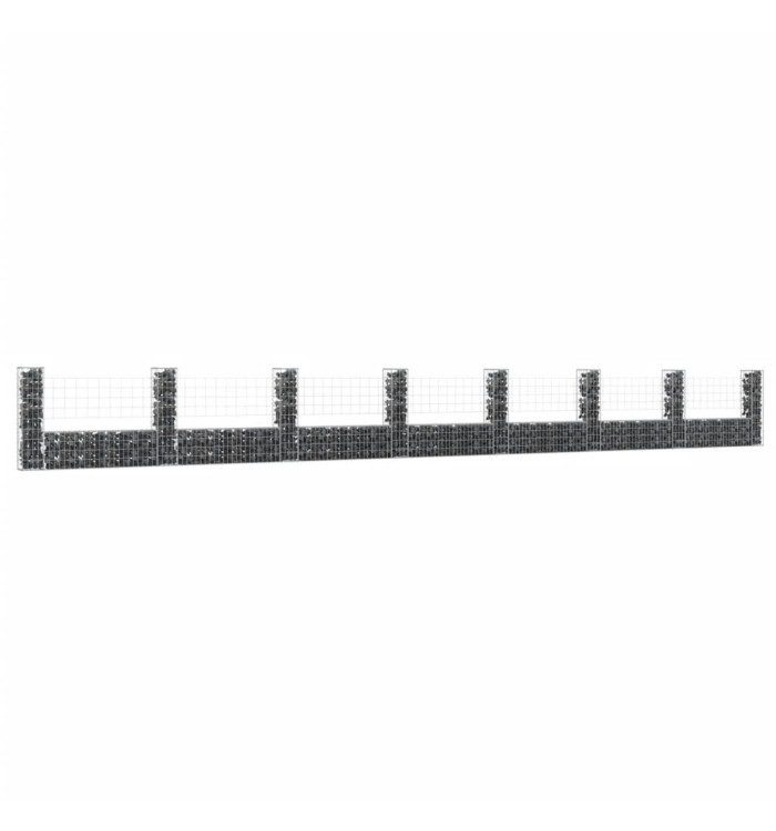 Panier de gabion en forme de U avec 8 poteaux Fer 860x20x100 cm | Mobilier & Déco