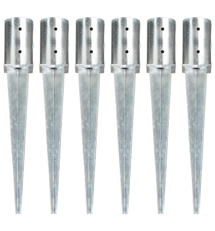 Piquets au sol 6 pcs Argenté 8x61 cm Acier galvanisé | Mobilier & Déco