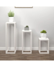 Ensemble de supports pour plantes 3pcs Blanc Bois de pin massif | Mobilier & Déco