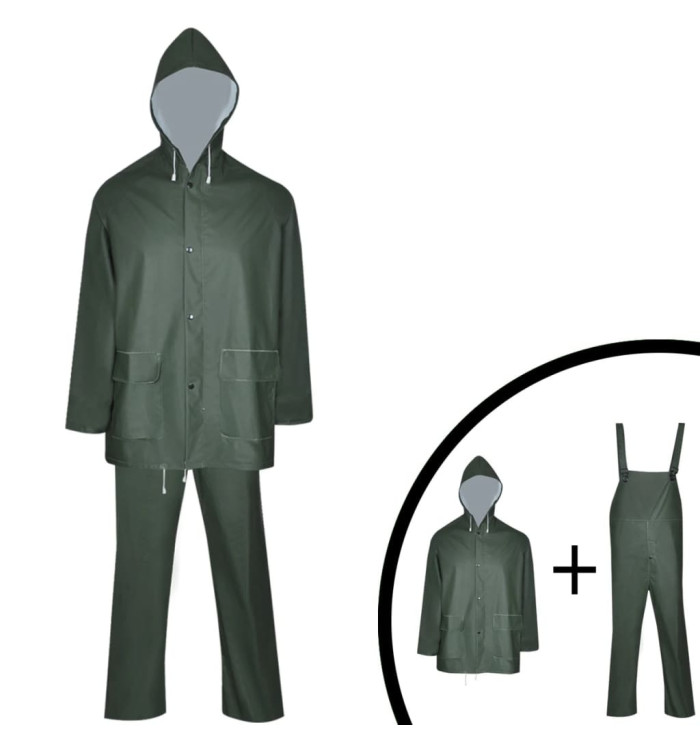Combinaison de pluie imperméable 2 pcs avec capuche vert XL | Mobilier & Déco