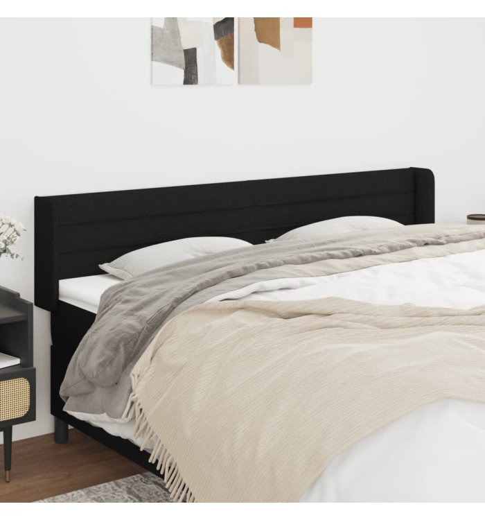 Tête de lit avec oreilles Noir 183x16x78/88 cm Tissu | Mobilier & Déco