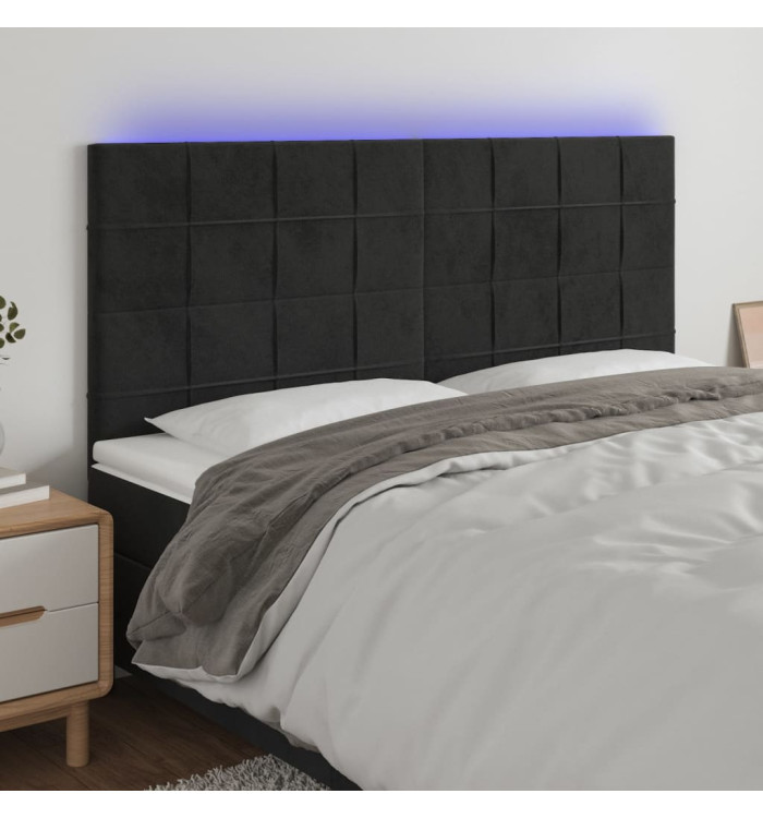 Tête de lit à LED Noir 160x5x118/128 cm Velours | Mobilier & Déco