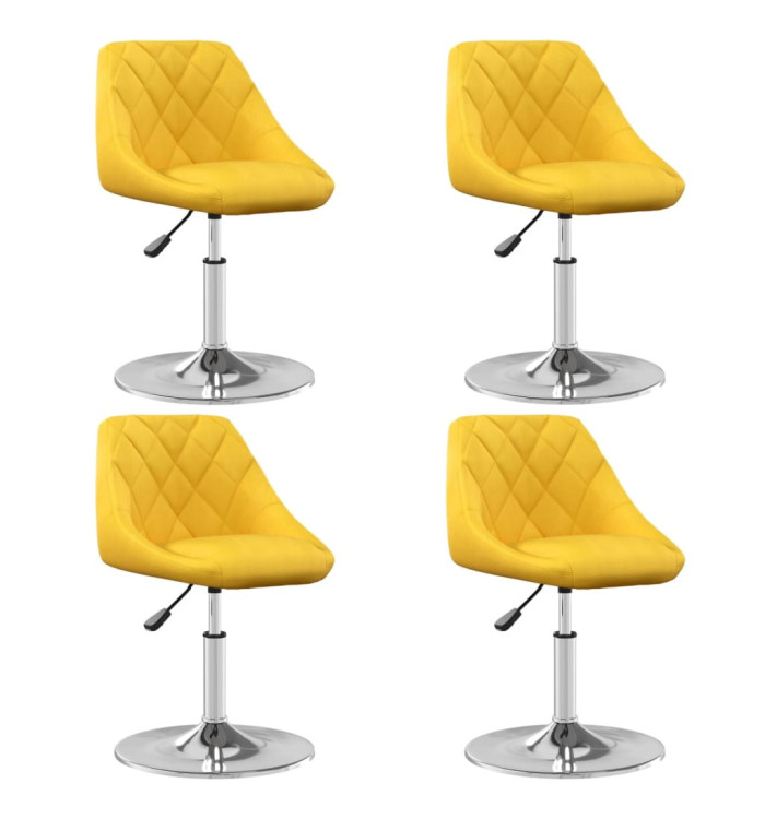 Chaises pivotantes à manger lot de 4 jaune moutarde velours | Mobilier & Déco