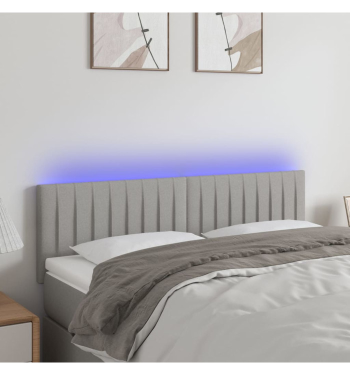 Tête de lit à LED Gris clair 144x5x78/88 cm Tissu | Mobilier & Déco