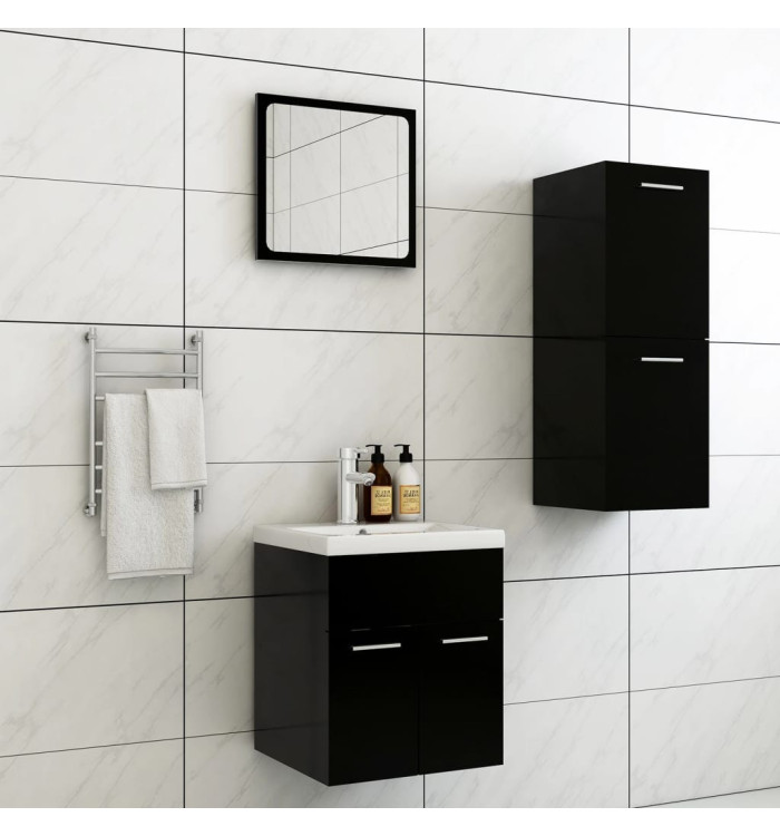 Ensemble de meubles de salle de bain Noir Aggloméré | Mobilier & Déco