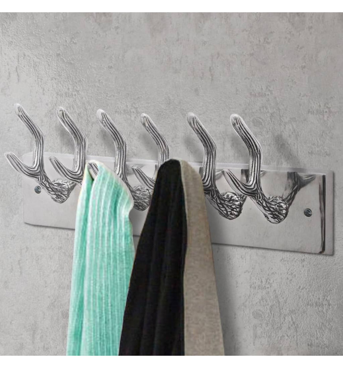 Crochets à vêtements de garde-robe 2 pcs Argenté Aluminium | Mobilier & Déco