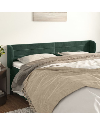 Tête de lit avec oreilles Vert foncé 183x23x78/88 cm Velours | Mobilier & Déco