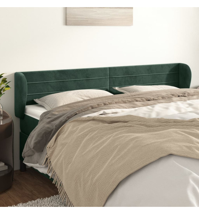 Tête de lit avec oreilles Vert foncé 183x23x78/88 cm Velours | Mobilier & Déco
