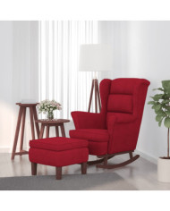 Chaise à bascule avec pieds en bois et tabouret Bordeaux | Mobilier & Déco