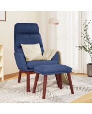 Chaise de relaxation avec tabouret Bleu Tissu | Mobilier & Déco