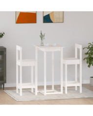 Ensemble de bar 3 pcs Blanc Bois de pin massif | Mobilier & Déco