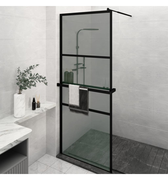 Paroi de douche avec étagère Noir 80x195 cm Verre ESGetAluminium | Mobilier & Déco