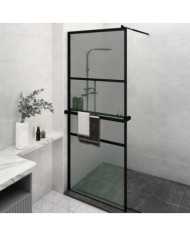 Paroi de douche avec étagère Noir 80x195 cm Verre ESGetAluminium | Mobilier & Déco