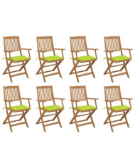 Chaises pliables d'extérieur et coussins lot de 8 Bois d'acacia | Mobilier & Déco