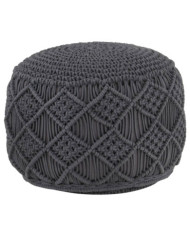 Pouf fait à la main en macramé Anthracite 45x30 cm Coton | Mobilier & Déco