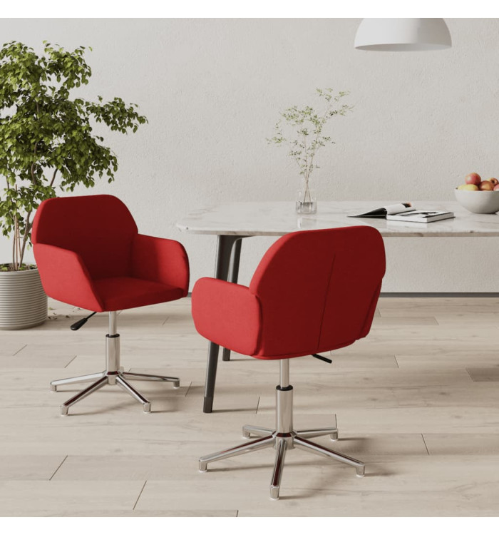Chaises pivotantes à manger lot de 2 Rouge bordeaux Tissu | Mobilier & Déco