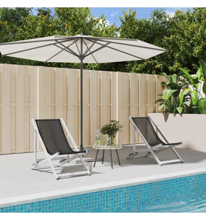 Chaises de plage pliantes lot de 2 gris aluminium et textilène | Mobilier & Déco