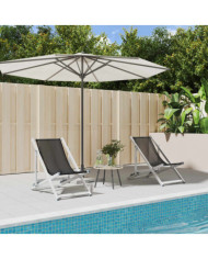 Chaises de plage pliantes lot de 2 gris aluminium et textilène | Mobilier & Déco