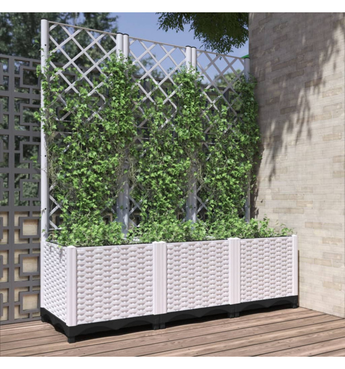 Jardinière avec treillis Blanc 120x40x136 cm PP | Mobilier & Déco