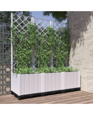 Jardinière avec treillis Blanc 120x40x136 cm PP | Mobilier & Déco