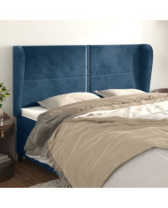 Tête de lit avec oreilles Bleu foncé 163x23x118/128 cm Velours | Mobilier & Déco