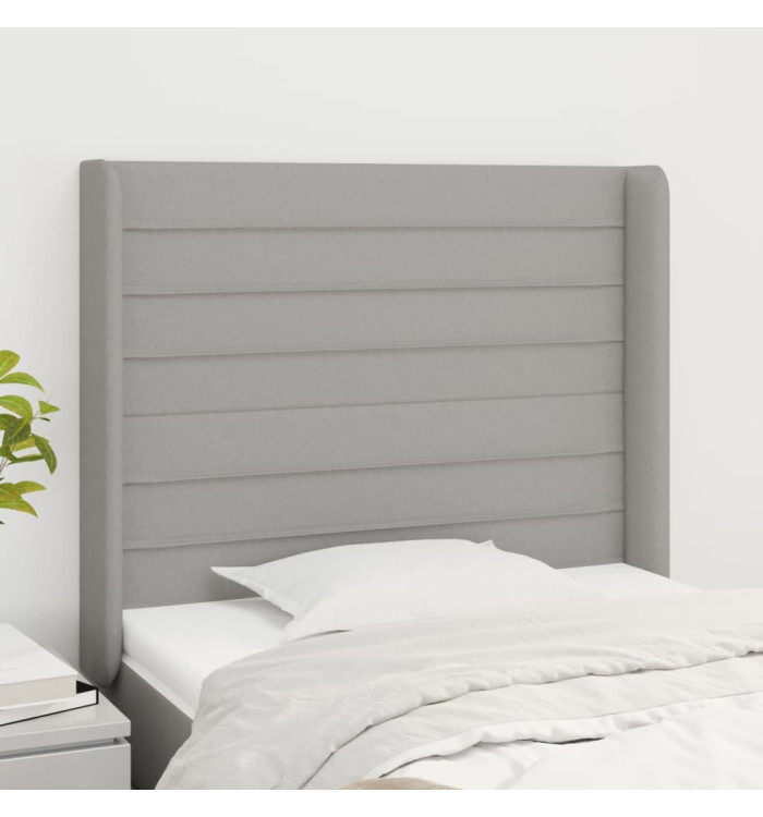 Tête de lit avec oreilles Gris clair 93x16x118/128 cm Tissu | Mobilier & Déco