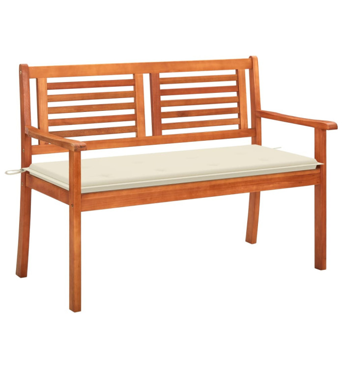 Banc de jardin 2 places avec coussin 120 cm Bois d'eucalyptus | Mobilier & Déco