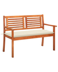 Banc de jardin 2 places avec coussin 120 cm Bois d'eucalyptus | Mobilier & Déco