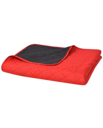 Couvre-lit matelassé double-face Rouge et noir 220x240 cm | Mobilier & Déco