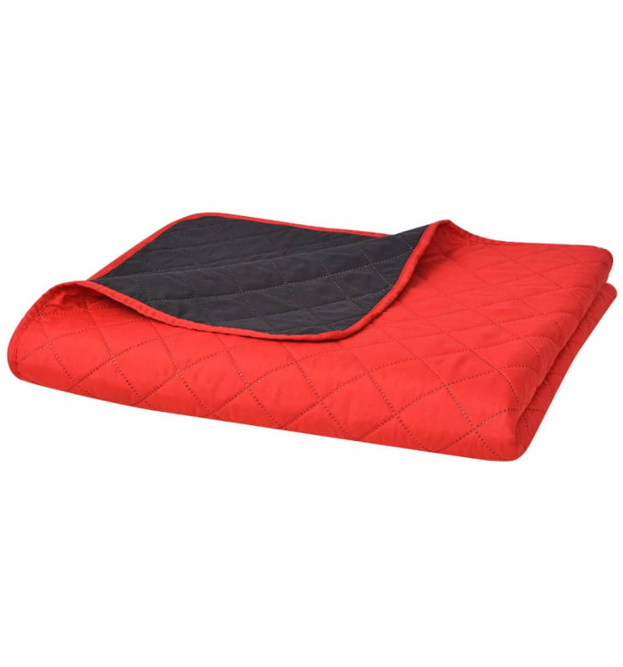 Couvre-lit matelassé double-face Rouge et noir 220x240 cm | Mobilier & Déco