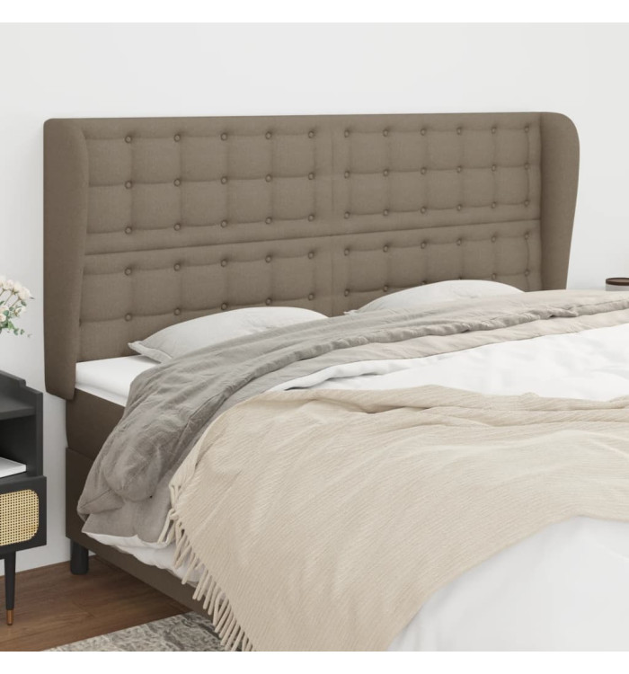 Tête de lit avec oreilles Taupe 163x23x118/128 cm Tissu | Mobilier & Déco
