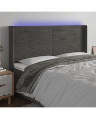 Tête de lit à LED Gris foncé 163x16x118/128 cm Velours | Mobilier & Déco